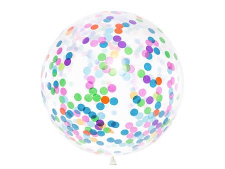 Balon z okrągłym konfetti - 1 m - mix